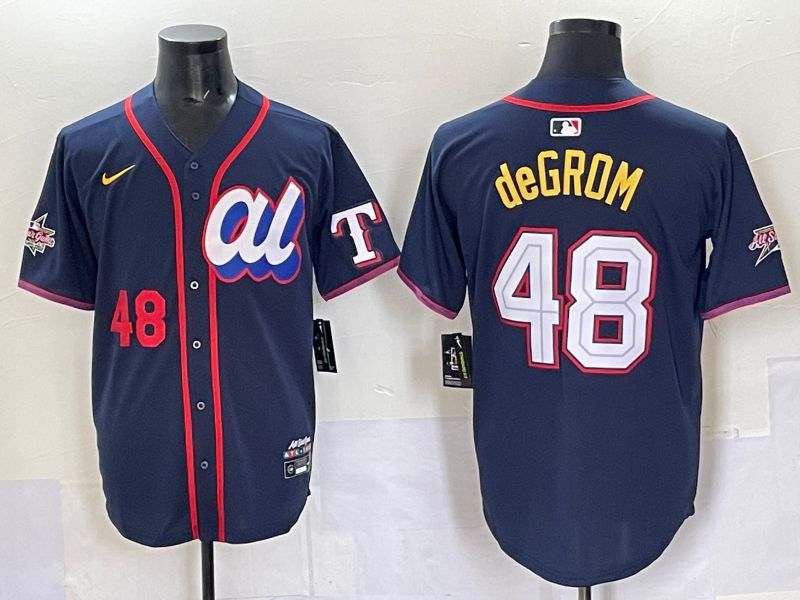 Men 2025 Texas Rangers #48 DeGrom Drak blue Nike MLB All Star jersey style 4->new york yankees->MLB Jersey